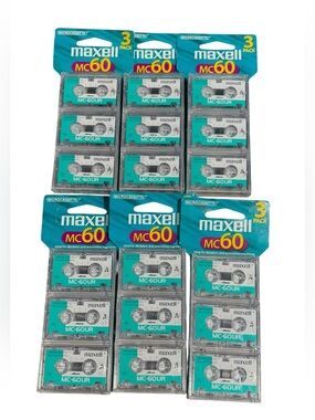 New Maxell MC60 Microcassette 3-Pack (Teal) - Lot of 6 Packs Total Of 18 Tapes